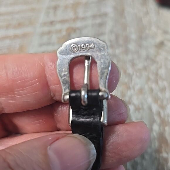 Vintage 1994 Brighton Roped Heart Braid Bandit Brown Silver Buckle Bracelet 11" - Picture 7 of 9